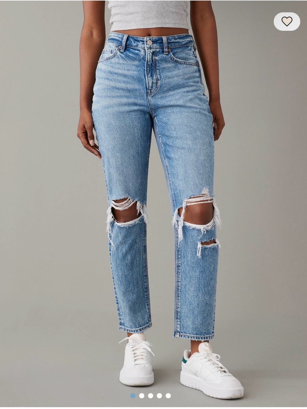 American Eagle Outfitters Ripped Mom Jean - Color: Blown Out Blue - Picture 1 of 6